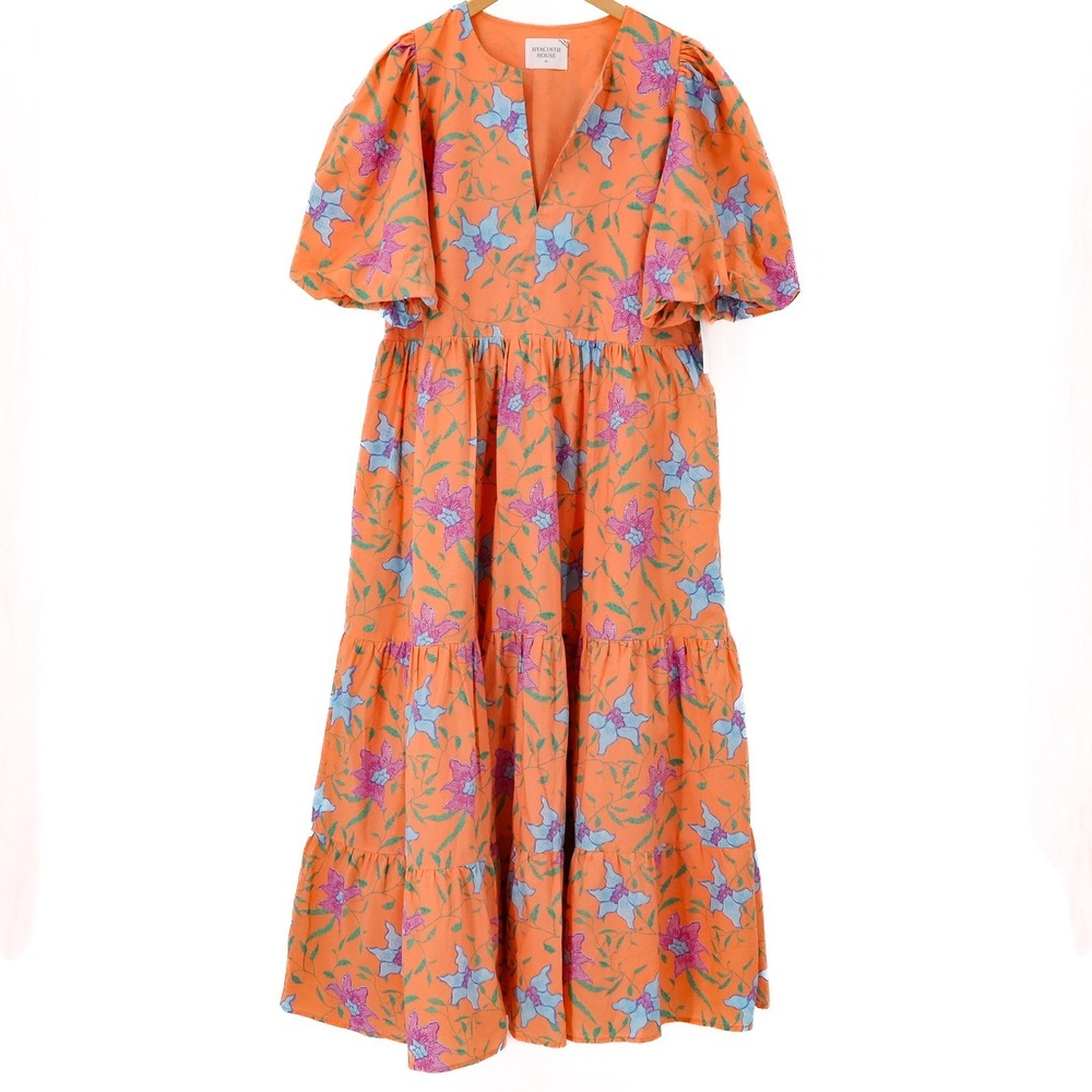 Hyacinth House Tuckernuck Maxi Dress XL NWT Orange Floral Cisco Cotton Pockets